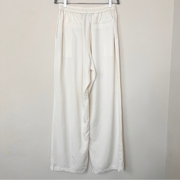 Lattelier Linen Cotton Drawstring Straight Leg Cream Pants - Picture 7 of 14